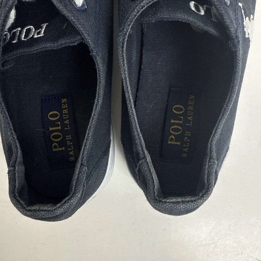 Polo Ralph Lauren Youth 4 Navy Blue Canvas Sneakers Casual‎ Shoe Preppy Academia